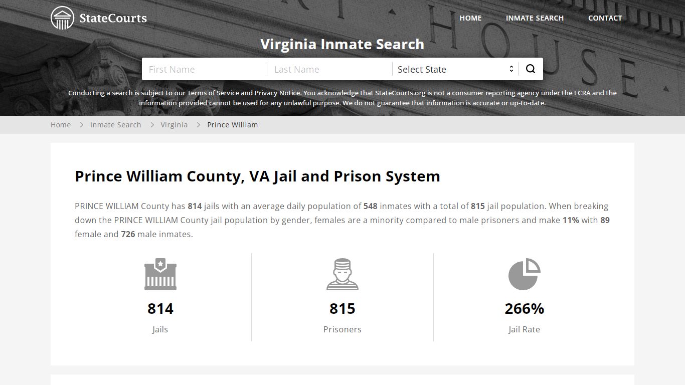 Prince William County, VA Inmate Search - StateCourts