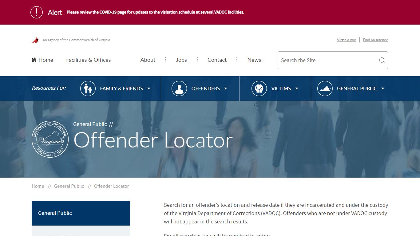 Offender Locator - Virginia Department of Corrections
